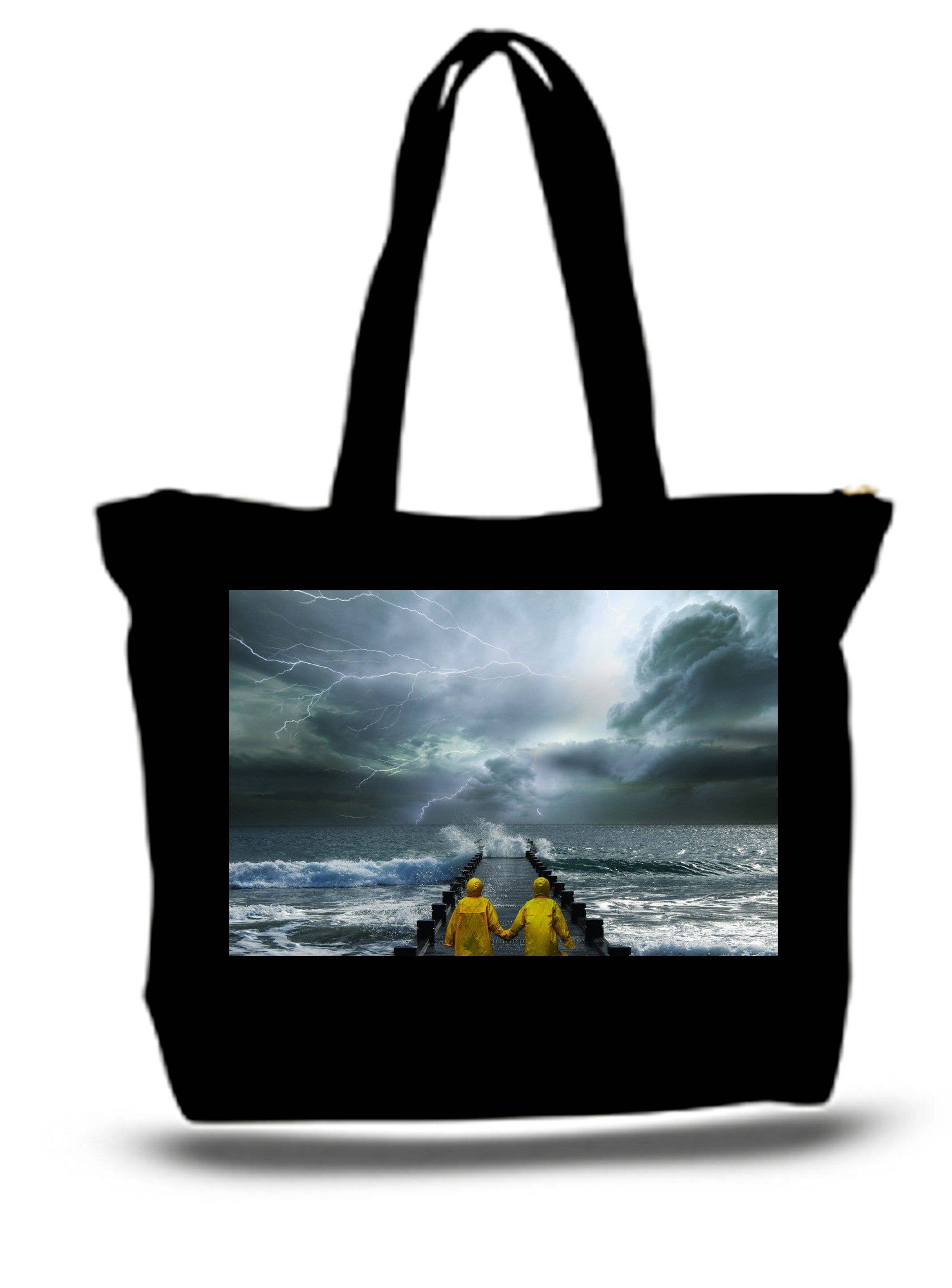 BMS BIZ - Wholesale Tote Bag - Unisex - Landscape Fantasy Storm Sea Gateway Ray Clouds Large Tote