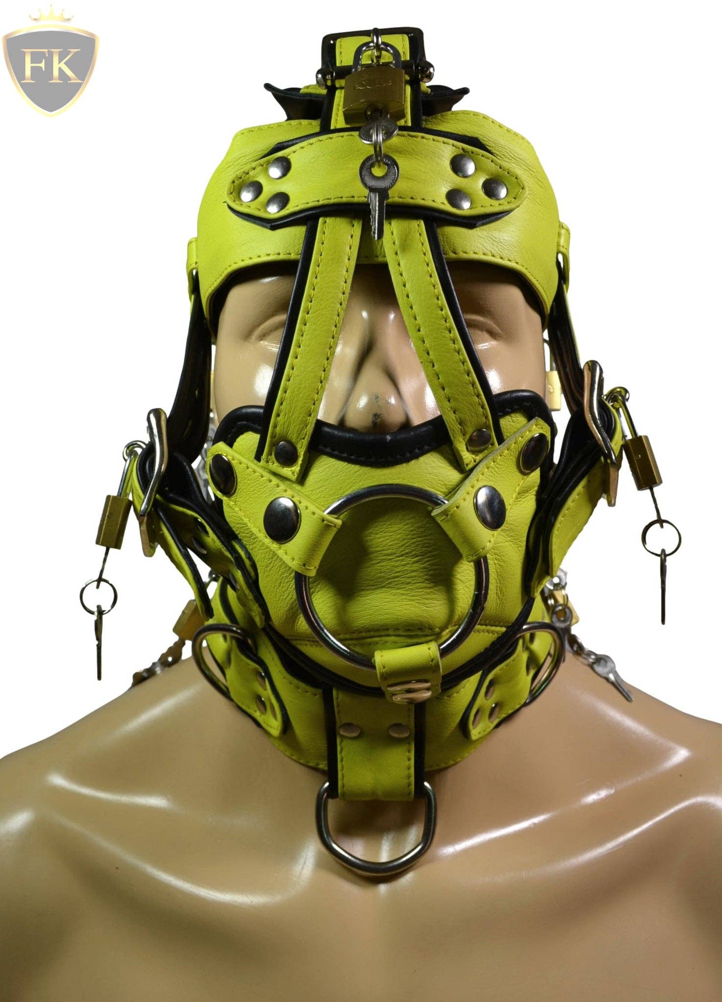 Meninleather - Vendita all'ingrosso Costume di carnevale - Uomo - Anelli per dildo con cappuccio in pelle, fetish, bondage, museruola, bavaglio, fibbie con chiusura1