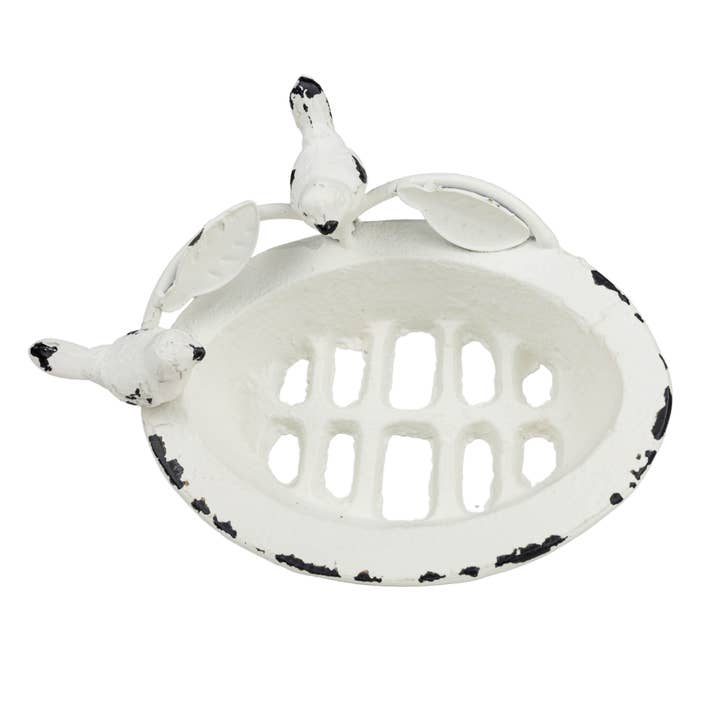 Foreside Home & Garden - Wholesale Bath Soap Dish - Flora Bird Soap Dish White Cast Iron4