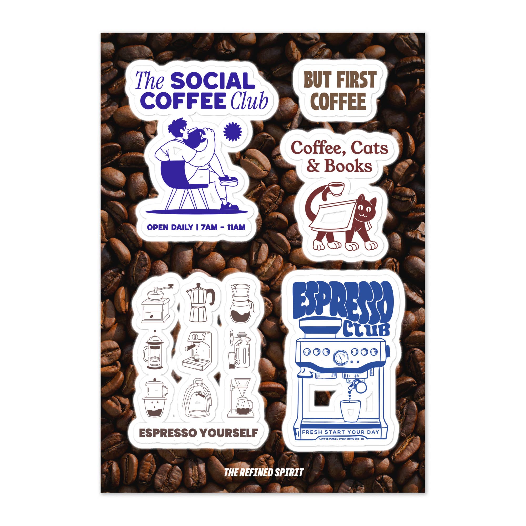 The Refined Spirit - Wholesale Sticker - Coffee - Sticker Pack0