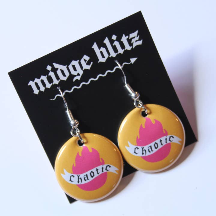 Chaotische Ohrringe in Orange für den Großhandel von Midge Blitz