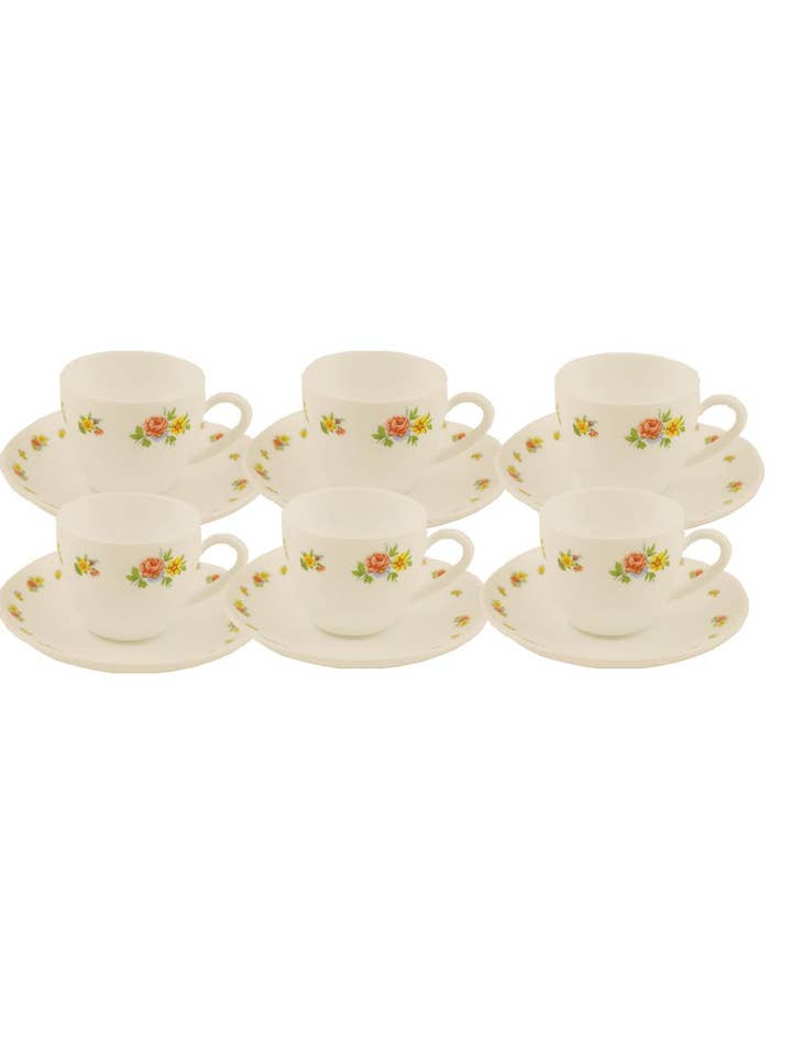 Ensemble de 6 tasses et soucoupes La Opola (2,25 pouces) Rose jaune rouge pour la vente par Ancientveda