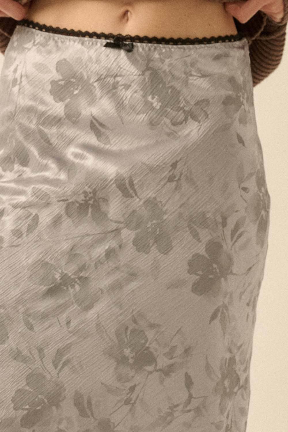 Promesa USA - Wholesale Skirt - Women's - Floral-Print Bias-Cut Satin Maxi Skirt10