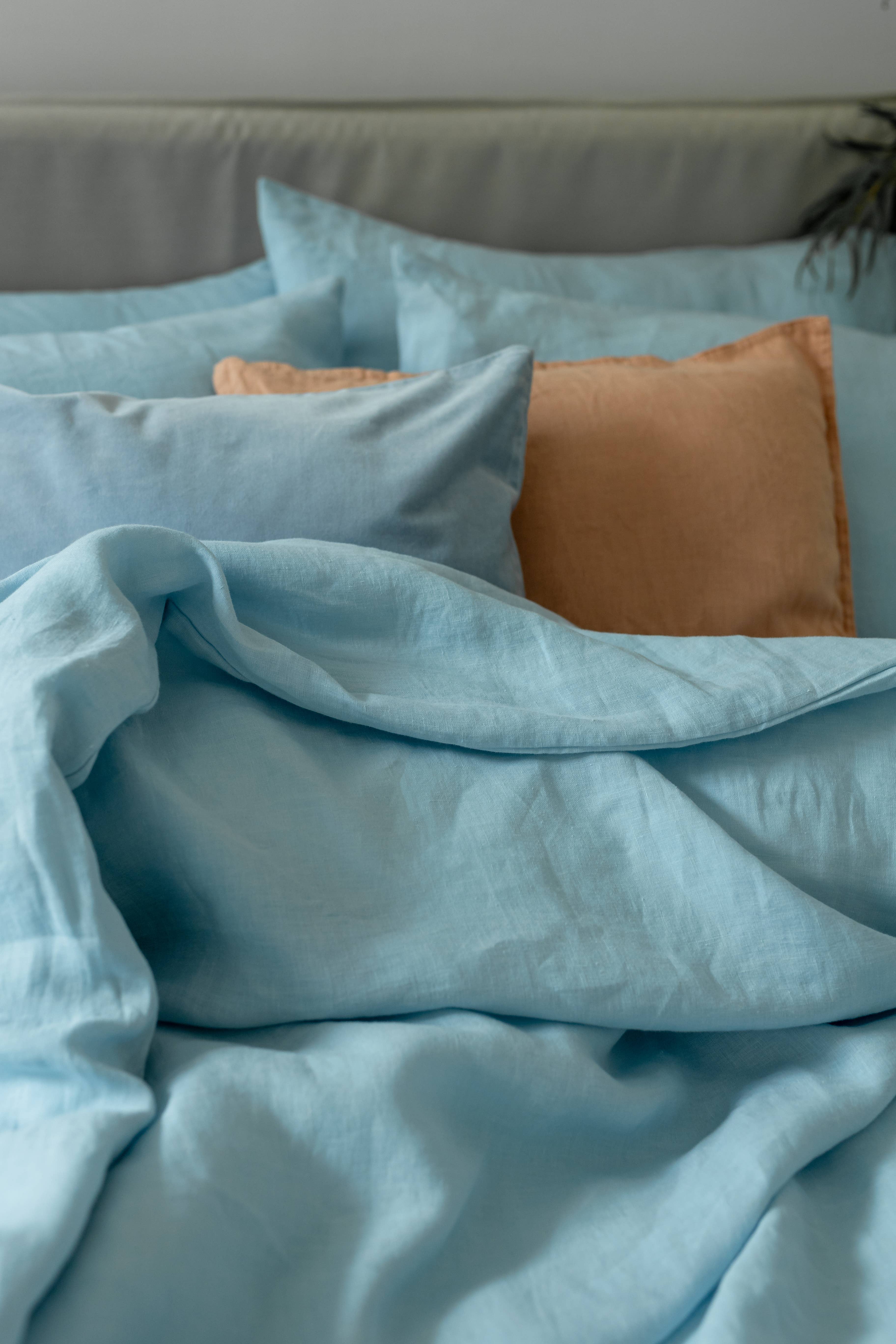 Linen Spells – wholesale Lakan med hörn – Himmelsblått linnepassat lakan3