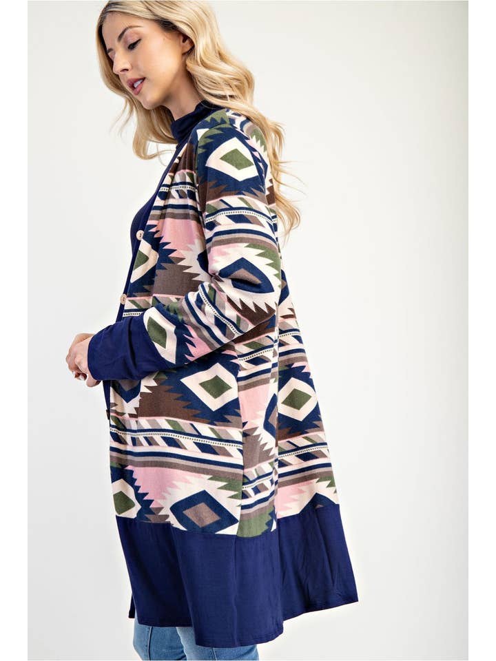 Stylish Wholesale - Wholesale Cardigan - Women's - AZTEC PRINT CARDIGAN-CLCT43723F-A17