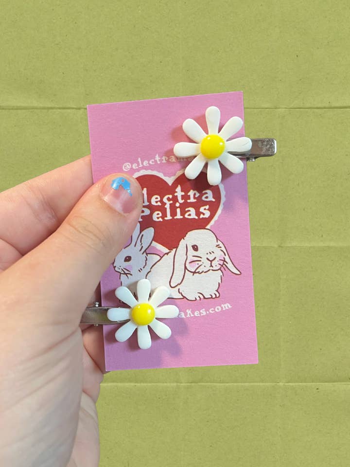 Daisy flower hippie boho barrette hair clip for wholesale by ElectraMakes