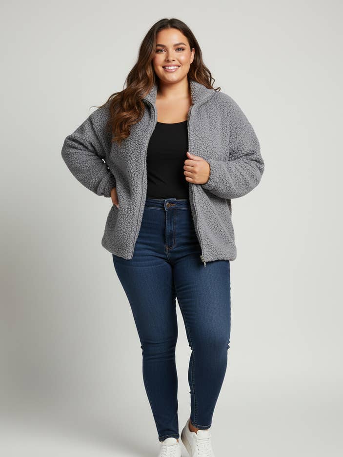 Pomme Rouge Paris - Wholesale Fleece - Women's - Large grey fleece jacket (T5763)0