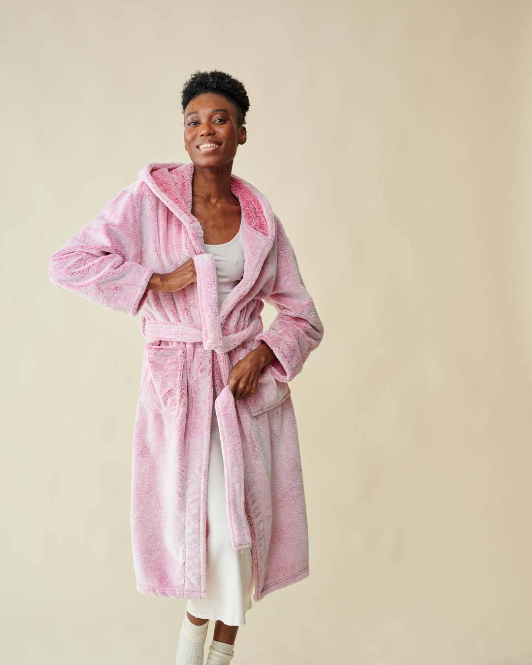 REMOVED BRAND – wholesale Morgonrock - Dam – Rosa fleecemorgonrock med luva3