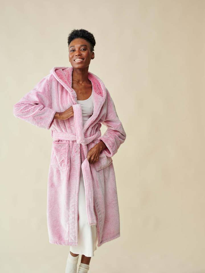 REMOVED BRAND – wholesale Morgonrock - Dam – Rosa fleecemorgonrock med luva3