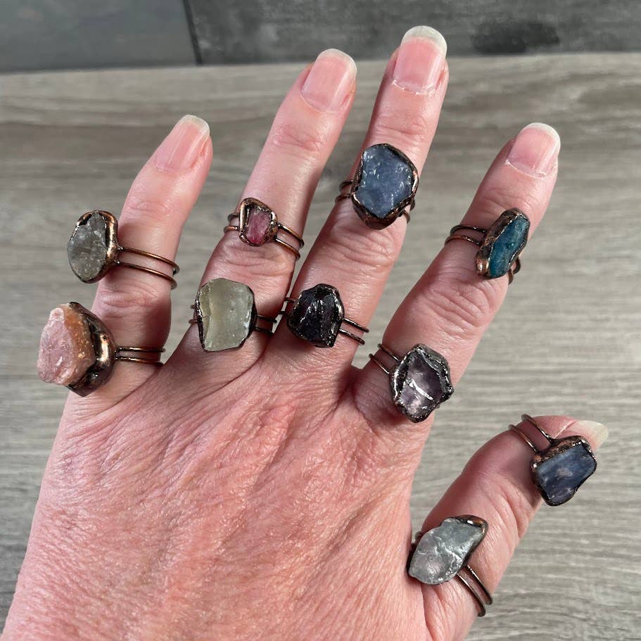 Keystone Crystals - Wholesale Cocktail/Statement Ring - Assorted Gemstone Rings in Pot Metal – Mixed Sizes1