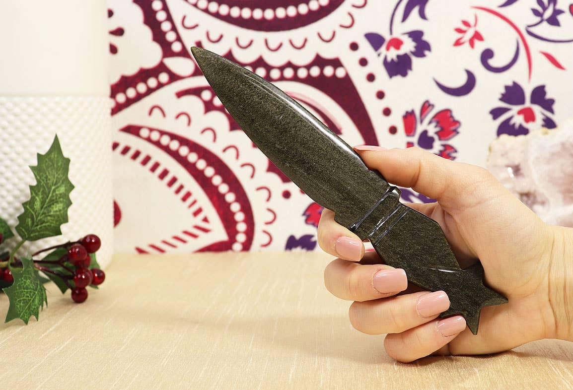 Natures Artifacts Inc - Wholesale Kitchen/Utility Knife - Golden Sheen Obsidian Knife with Star Handle 9