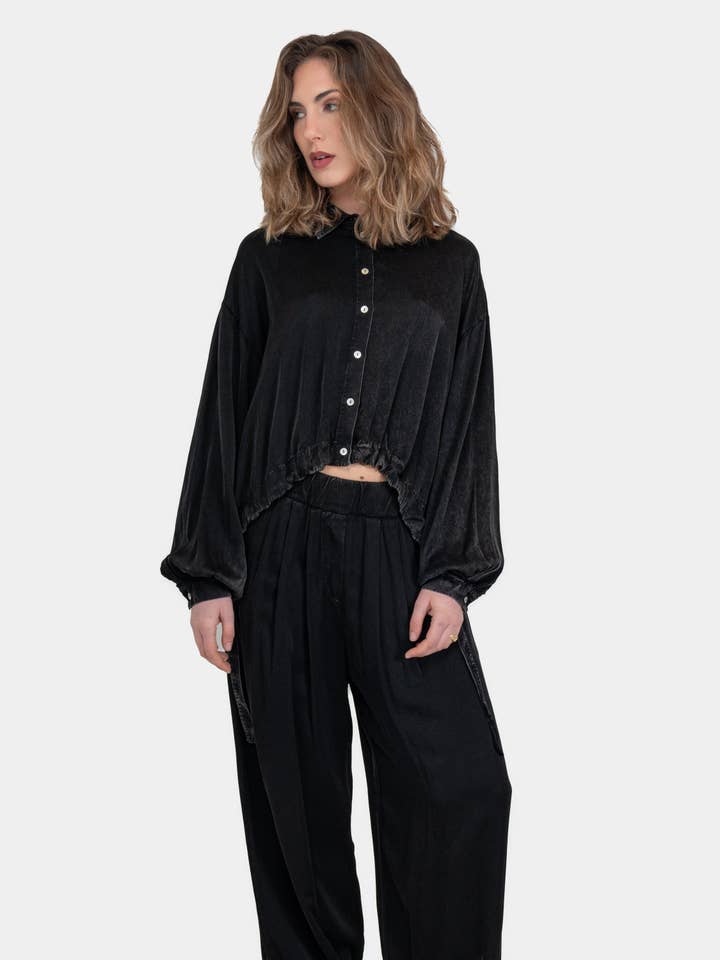 Short Bolero Shirt with Drawstrings for wholesale by Baci & Amici Fashion - US Continental