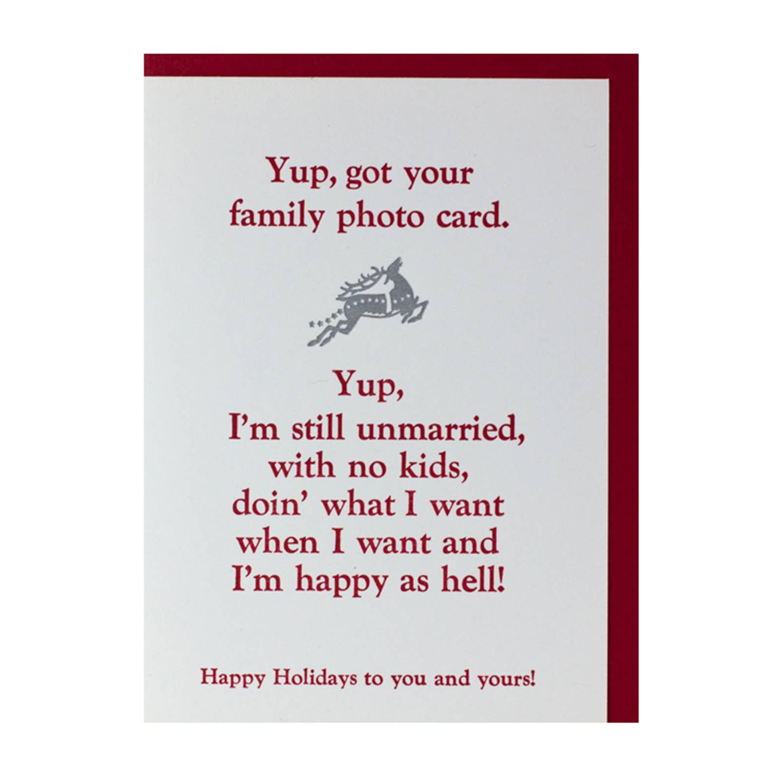 Bruno Press - Wholesale Christmas Card - Singles Christmas — Funny Salty Holiday Letterpress Greeting Card0