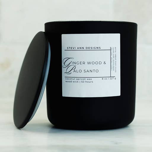 Bougie Gingembre Bois & Palo Santo, 8 oz pour la vente par Stevi Ann Designs