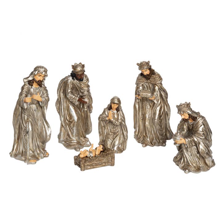 Christmas Elegant Silver & Gold Nativity Set of 6 DS for wholesale by Transpac