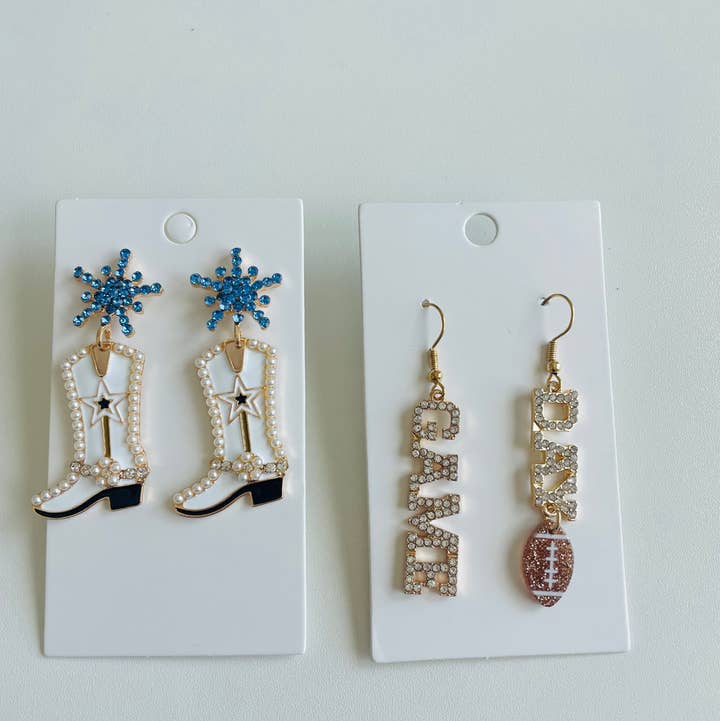 Football Game Day Earrings & Cowgirl Boot Earrings for wholesale by Lyn Luca