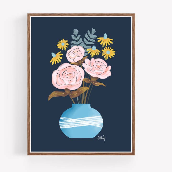 Love of a Flower - floral illustration print for wholesale by Annie Bailey Art