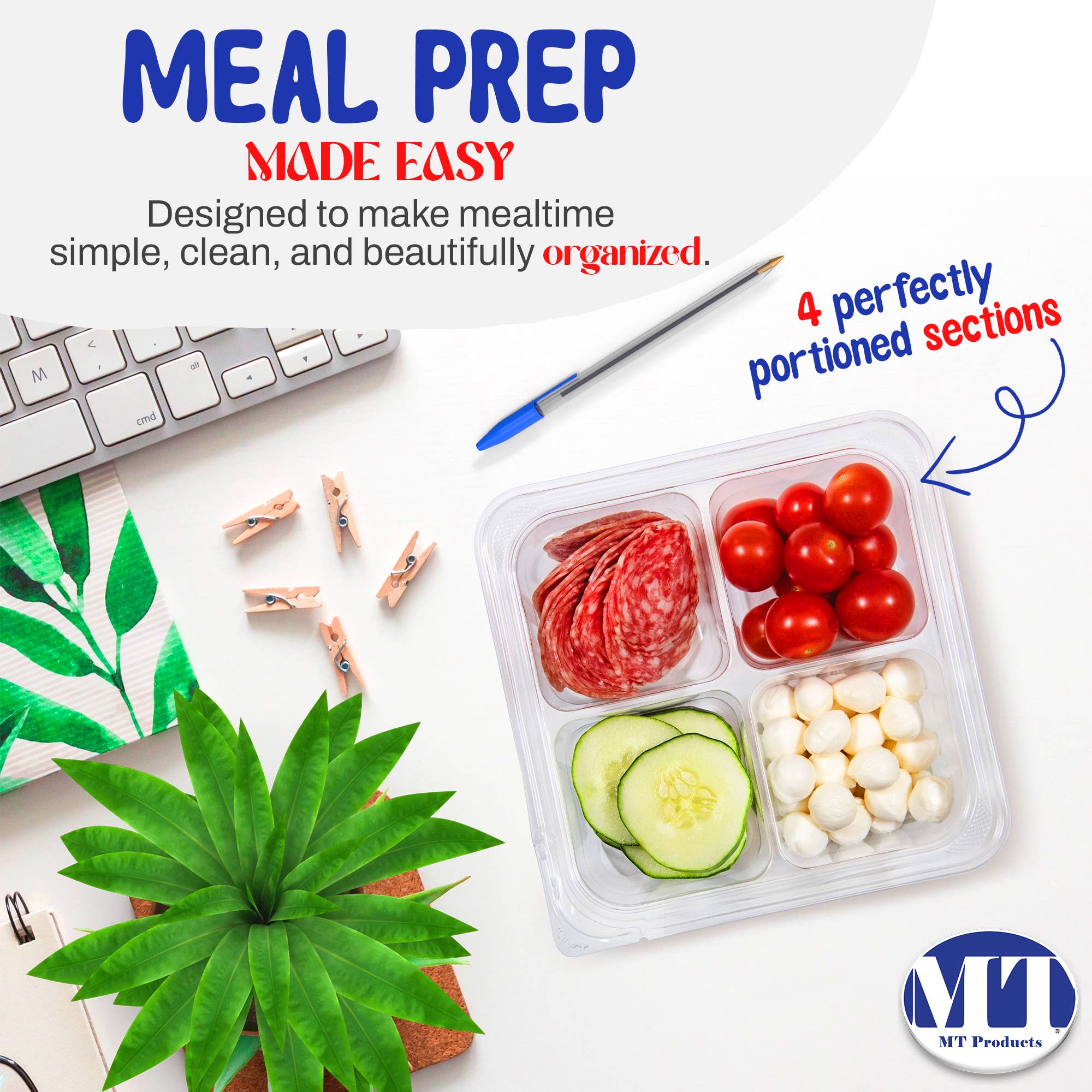 MT Products - Wholesale Food Storage Container - MT Products Plastic Bento Box Meal Prep Container4