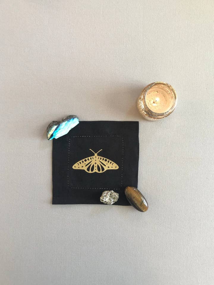 Mystic Moon Moth Mini Altar Cloth for wholesale by Wishcraft Goods