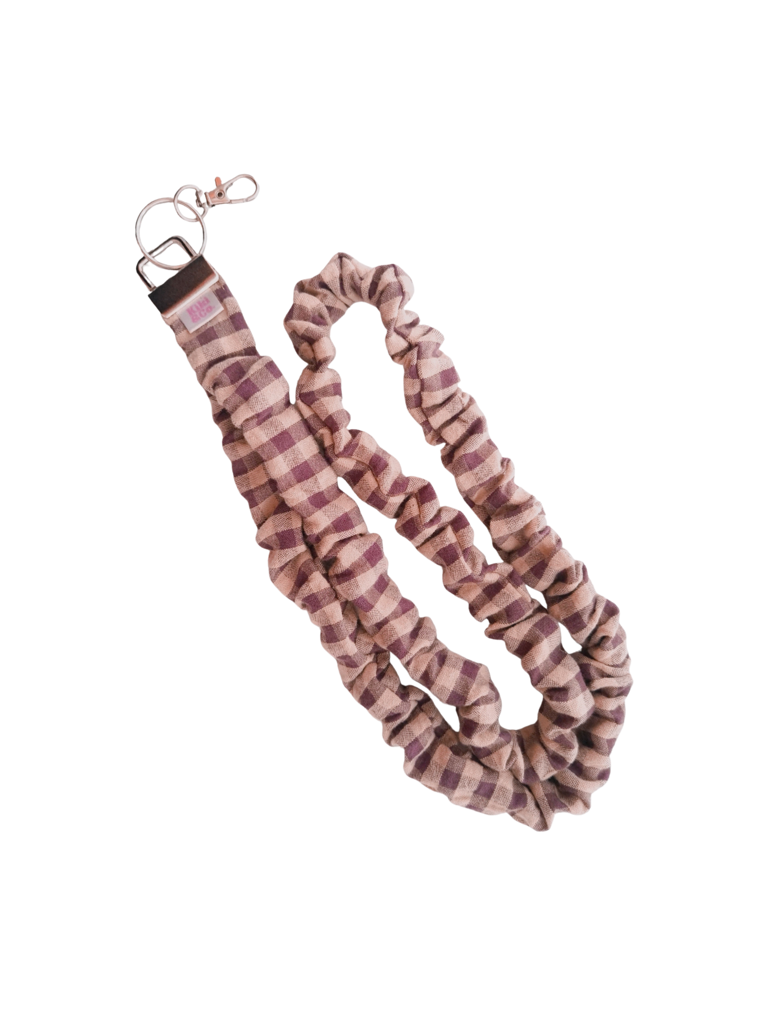 Kiki & Co. - Wholesale Lanyard - Women's - Scrunchie Lanyard - Mocha Gingham0