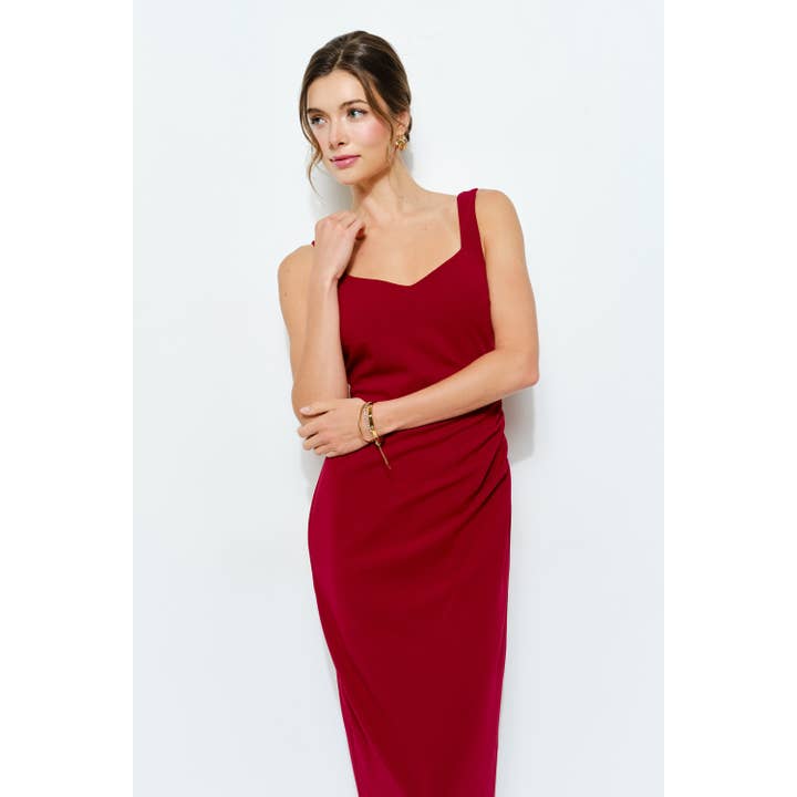 INA - Wholesale Dress - Women's - Knit Crepe Bodycon Midi with Princess Neckline7