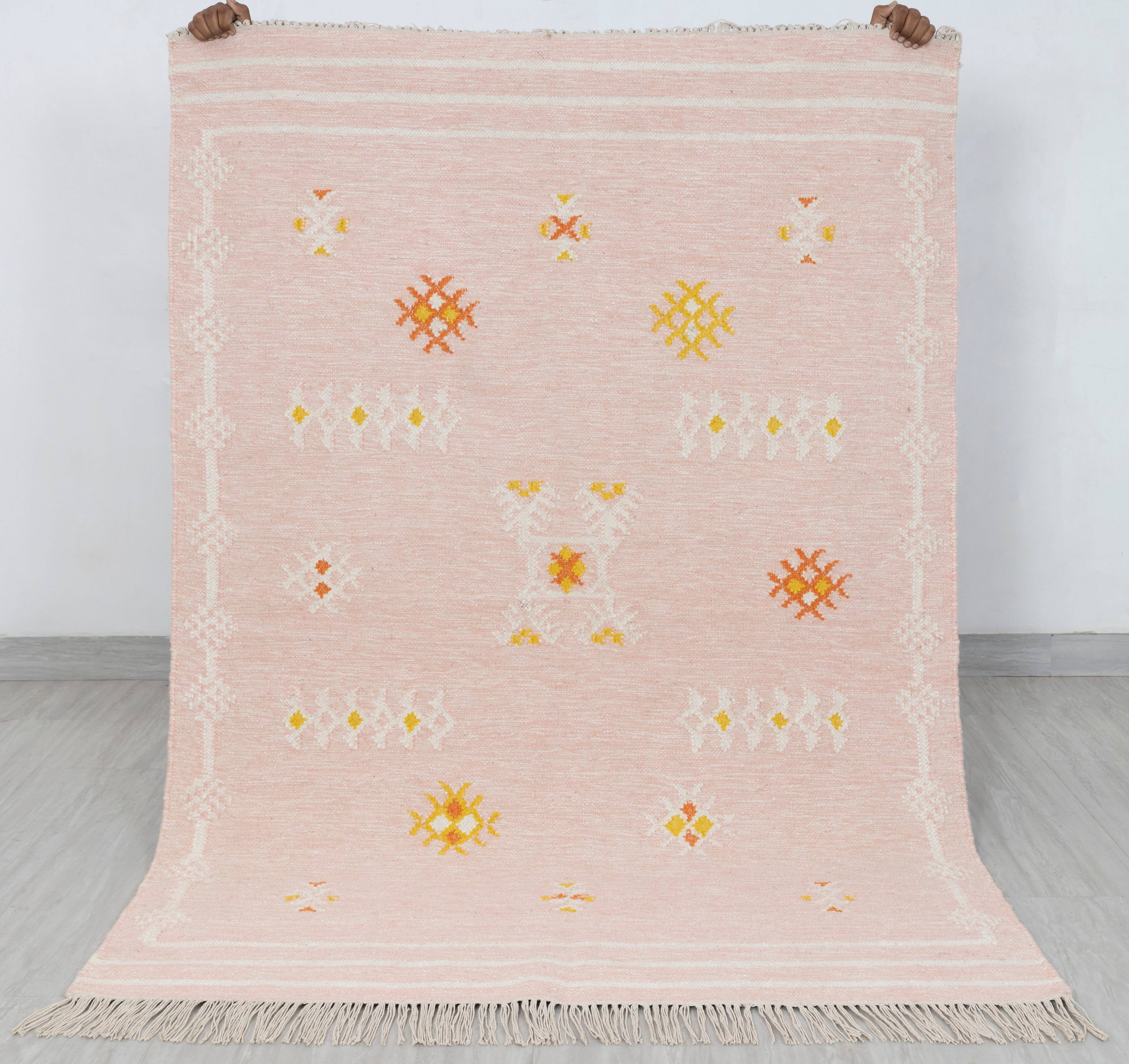 Aesthetic Homes LLC - Wholesale Area Rug - Pink Boho Wool Moroccan & Scandinavian Decor Rug AS-244