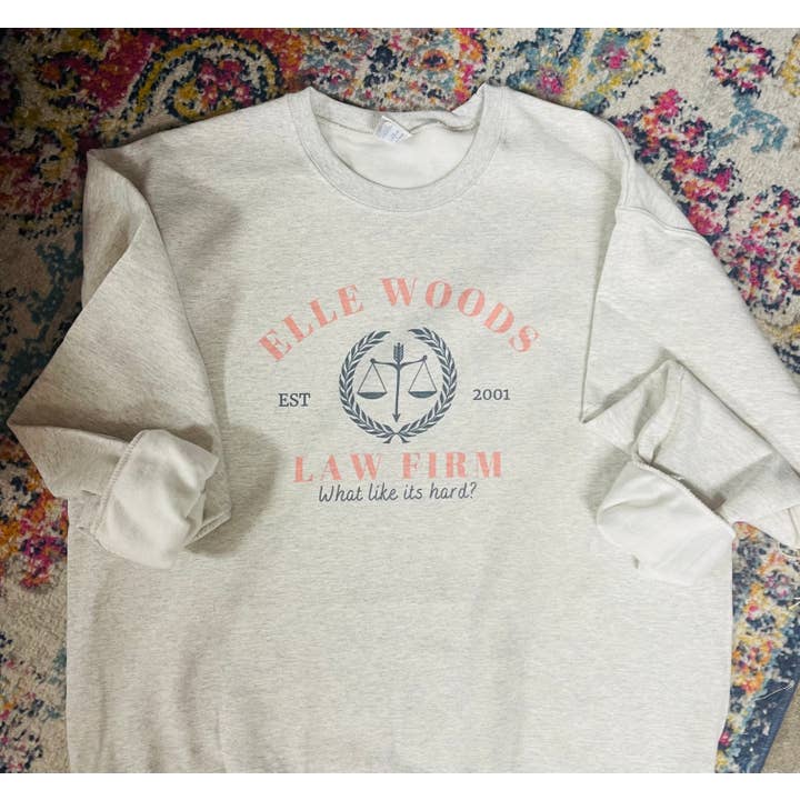 Sweet Southern Wholesale - Wholesale Graphic Sweatshirt - Women's - Elle Woods Law Firm - Legally Blonde - Graphic Sweatshirt