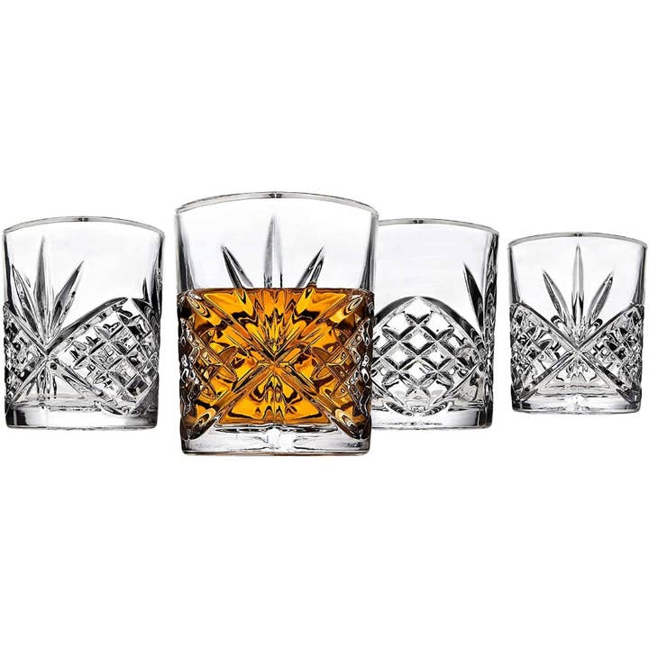 Godinger - Wholesale Cocktail/Liquor Glass - Dublin Crystal Platinum Rim Double Old Fashion, Set of 42