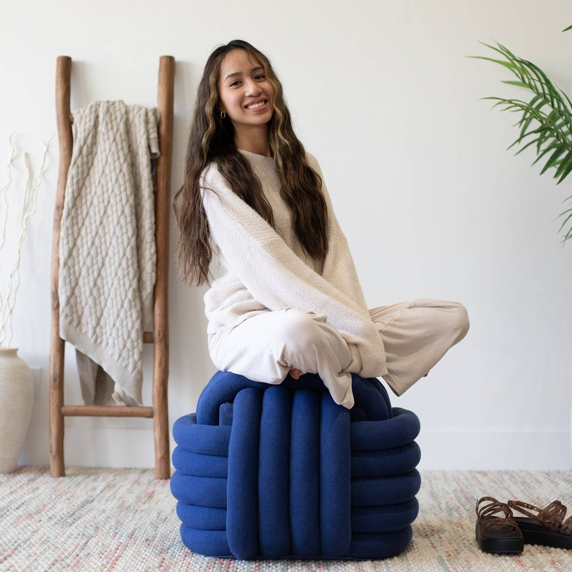 Pink Lemonade – Engroshandel Puf – Knyttet puf - Stor - - Federal blå mel2