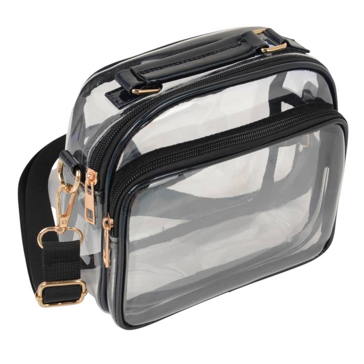 Trendy Clear Transparent Women's Shoulder Bag with Iridescent Trim for wholesale by AK Brand