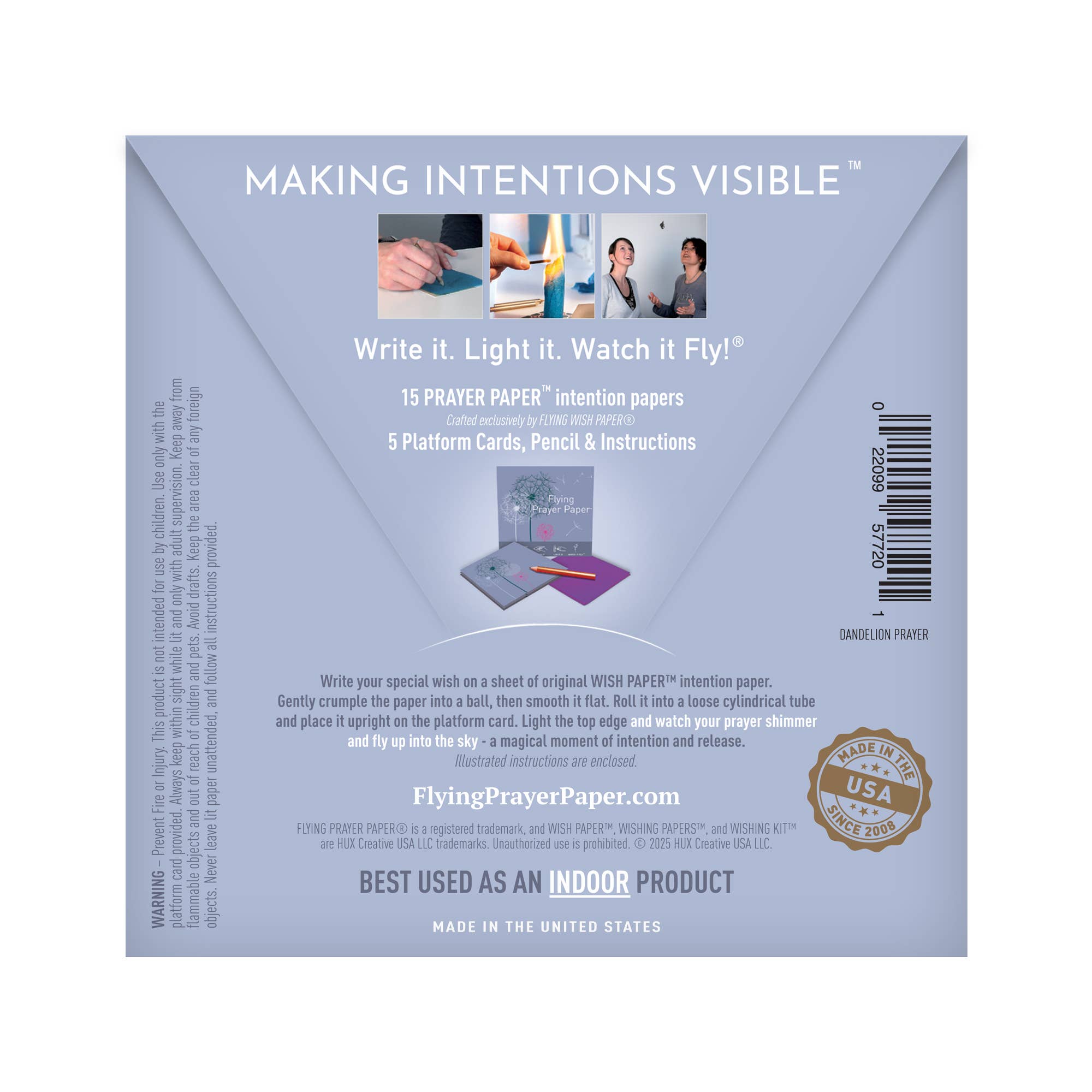 FLYING WISH PAPER ® - Wholesale Meditation Supplies - DANDELION PRAYER / Mini / 15 Ritual WISH PAPER™ +Accessories1