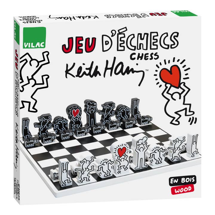 Jeu d'échecs Vilac Keith Haring – Jeu de société artistique en bois pour la vente par Hippychick