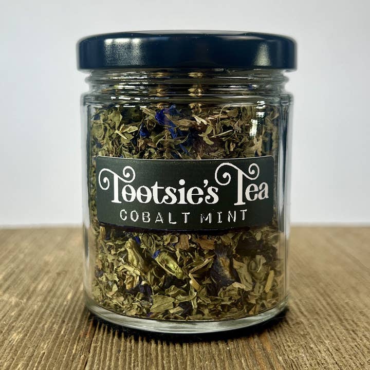 Kobaltblauwe muntthee pot voor wholesale door Tootsie's Tea