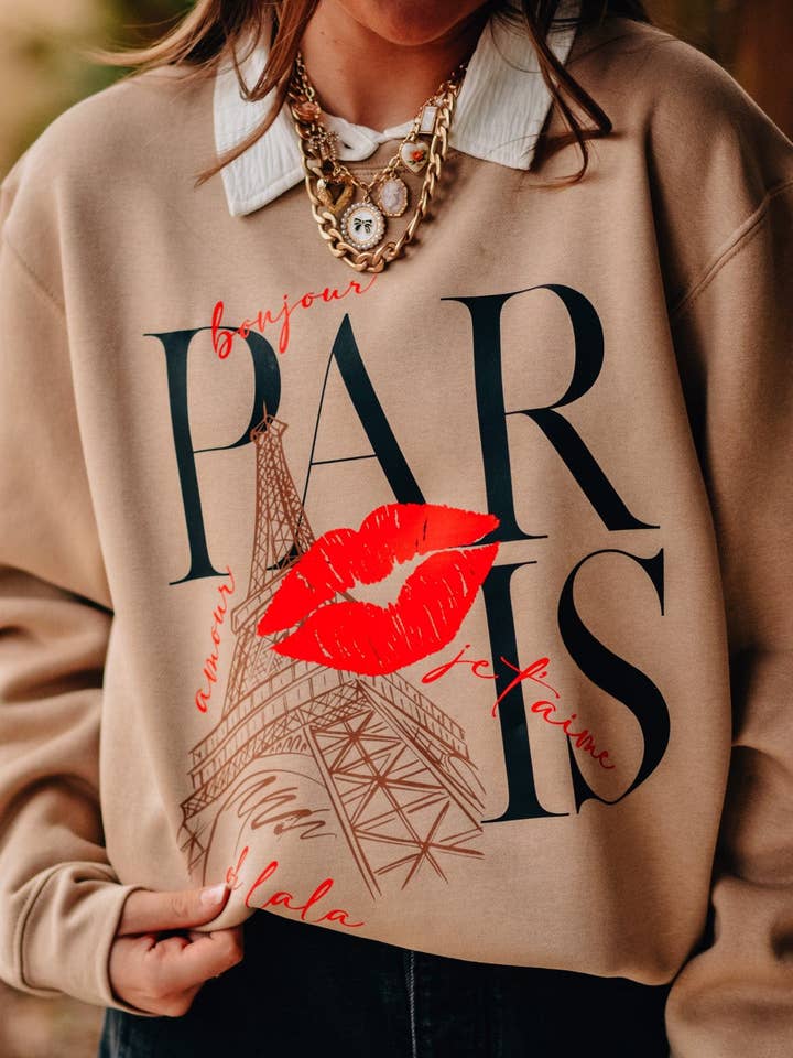 Paris Kiss Sweatshirt for wholesale by Southern Bliss Co.
