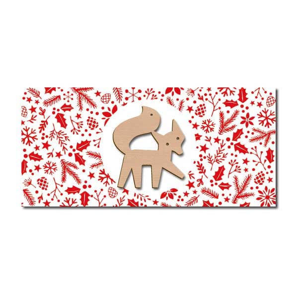 NineLives - Wholesale Christmas Card - WOOD HANGING GREETING CARDS - CHRISTMAS FOX
