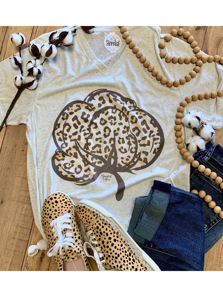 Branded Cotton - Wholesale Screen Printed T-Shirt - Women's - Leopard Cotton Tee