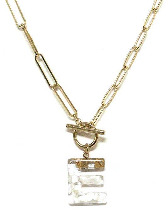 MiMi Wholesale - Wholesale Pendant/Charm Necklace - KN8165 Assorted 16 Piece Gold Acrylic Initial Toggle Chain Necklace Pack5