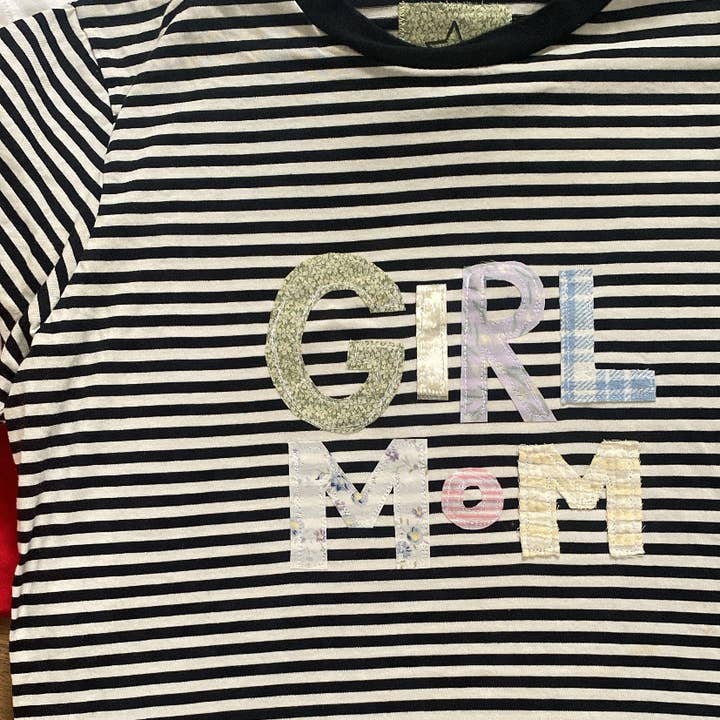 'Girl Mom' Patchwork T-Shirt Handmade for wholesale by See You Wednesday