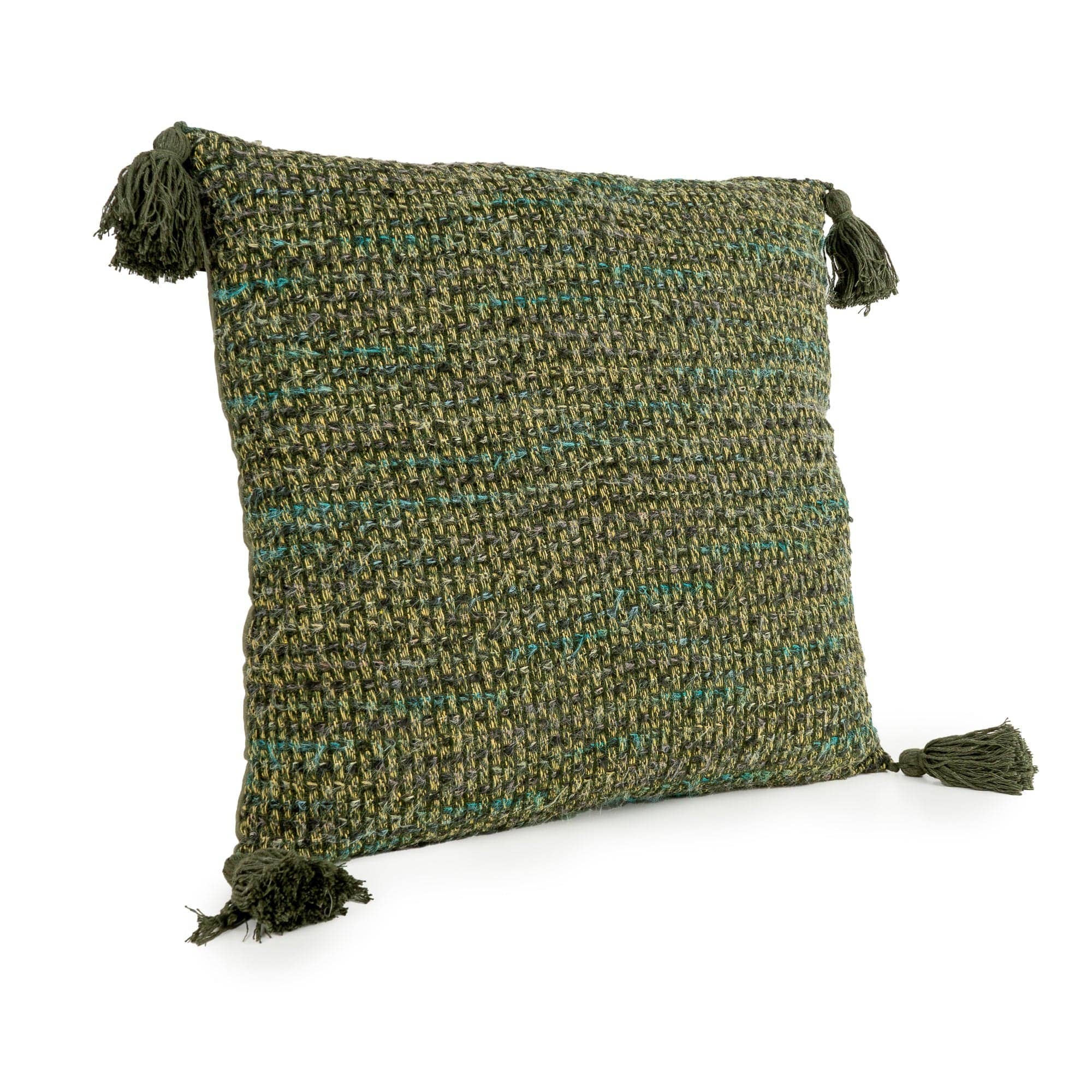 Candlelight Products Ltd - Wholesale Throw/Decorative Pillow - Square Cushion with Tassels Olive Green1