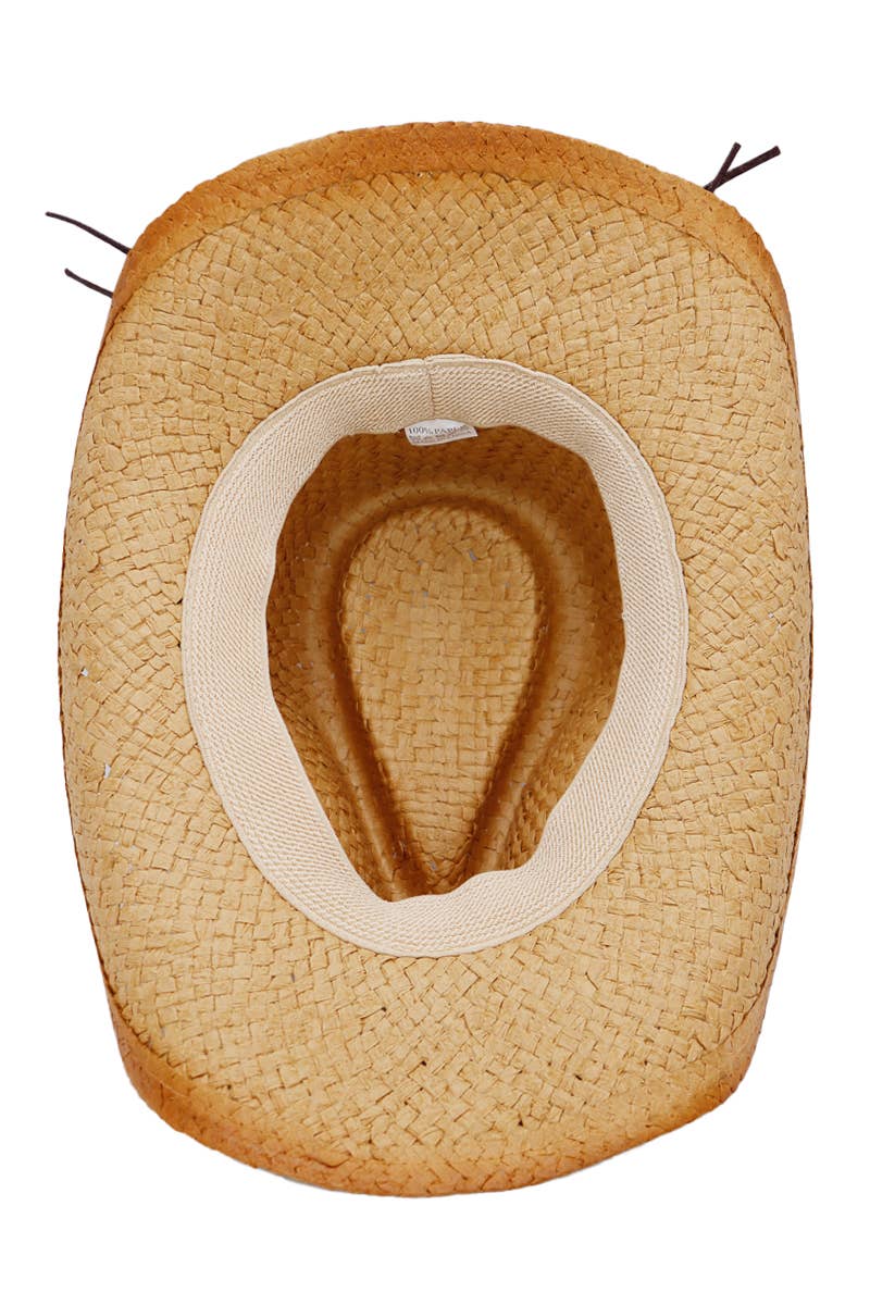 Cap Zone - Vente Chapeau de cowboy – unisexe - Bonnet de cowboy Longhorn Belt vintage en papier brûlé ombré et paille7