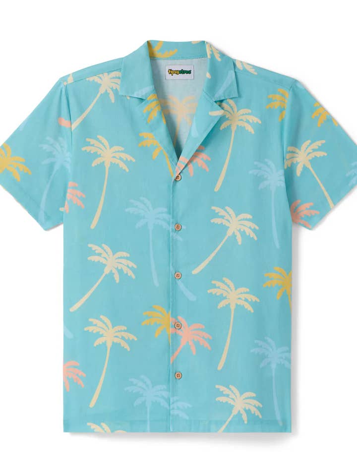 Camicia da Cabana Counting Palms - Camicia di Lino da Uomo con Bottoni per la vendita all'ingrosso da parte di Tipsy Elves