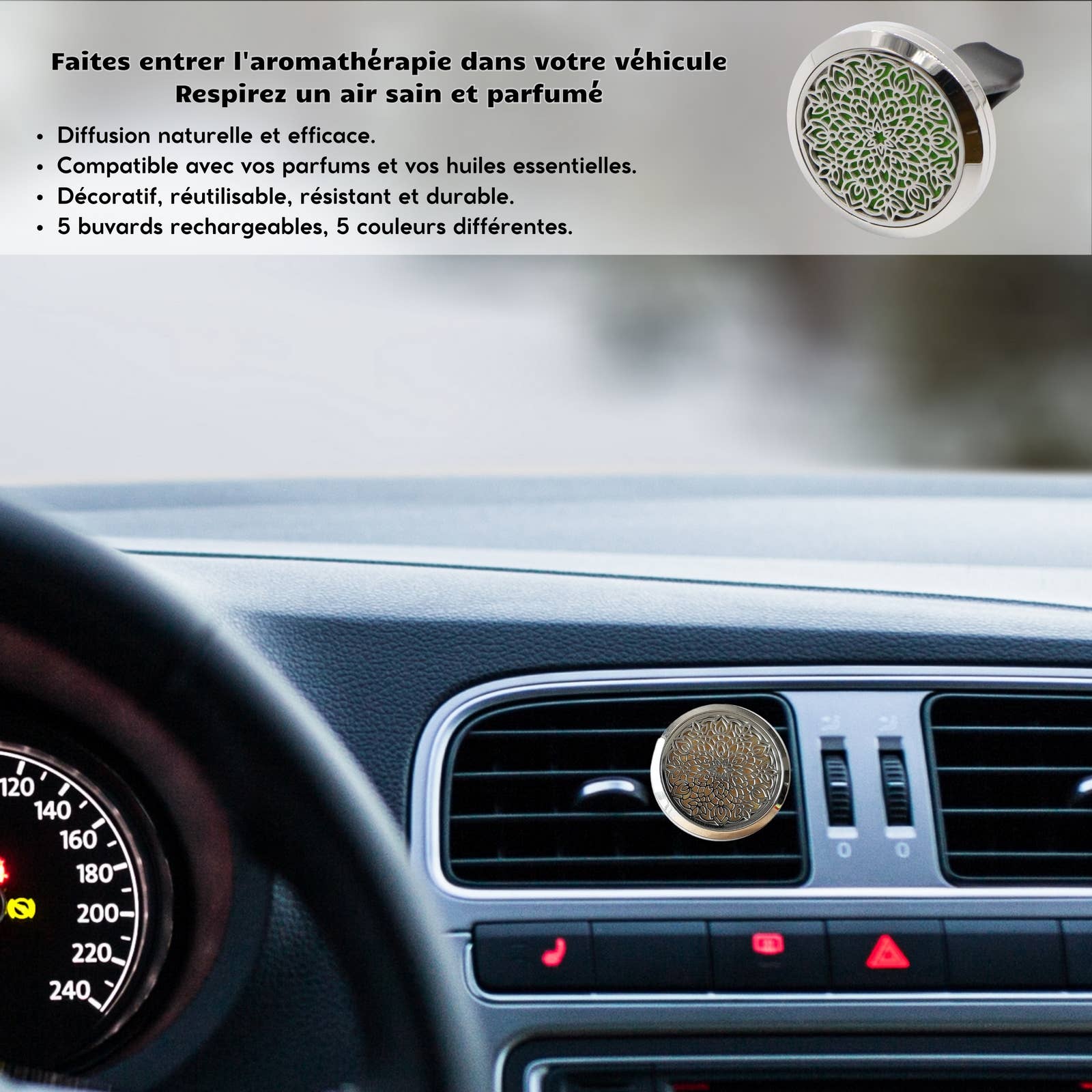 Zen'Arôme – wholesale Luftrenare för bil – Unisex – Bilparfym diffusor Clip'Arôme Mandala från Zen'Arome2