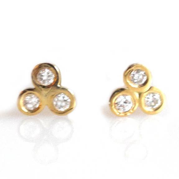 Massieve 14-karaats gouden driekoppige diamantjes voor wholesale door La Kaiser