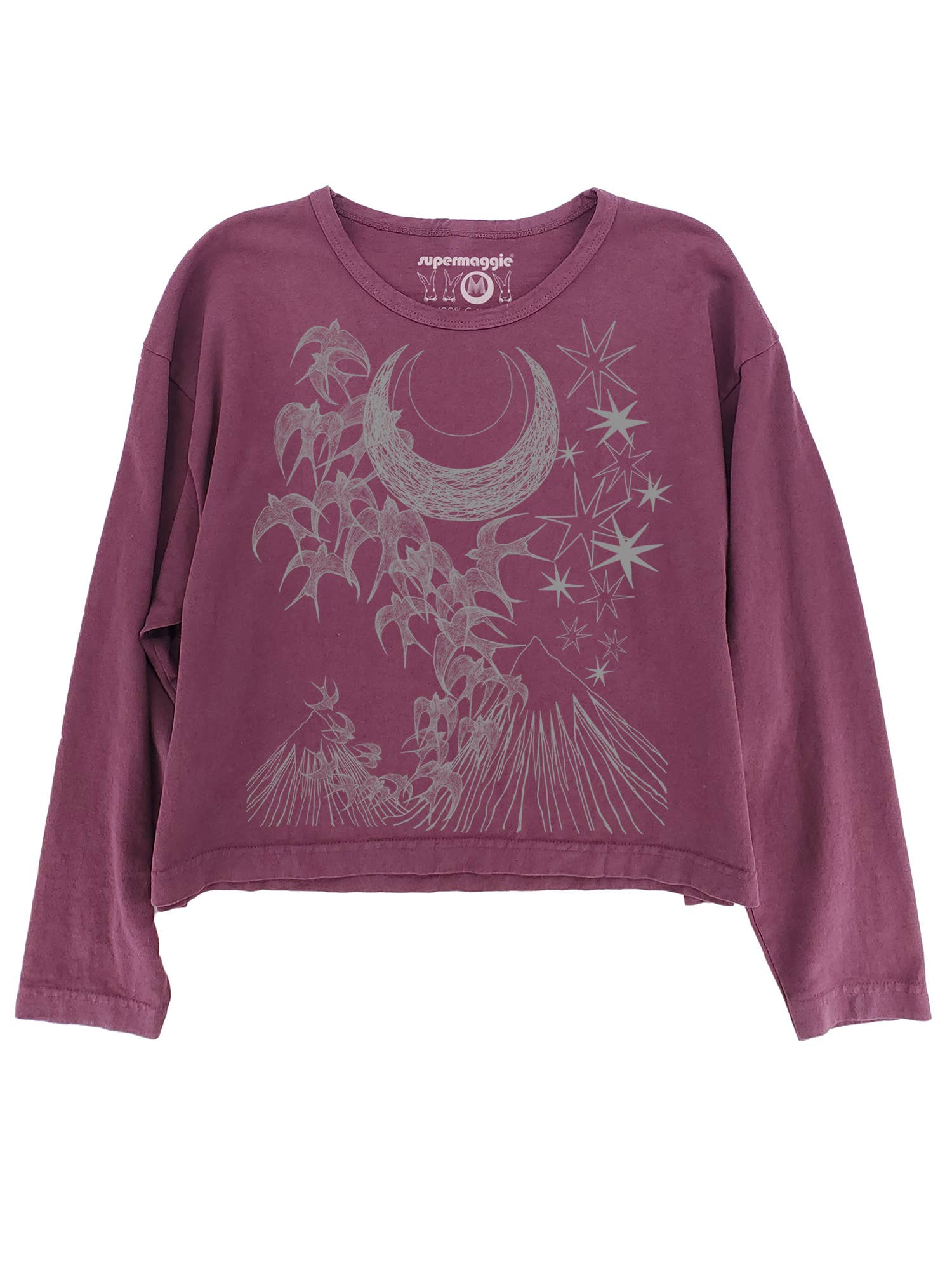 Supermaggie @ Faire - Wholesale Screen Printed T-Shirt - Women's - Night Flight Lauren Heavyweight Long Sleeve Crop Tee2