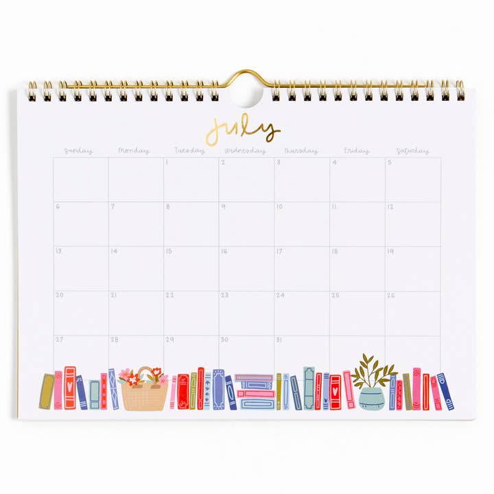 Pippi Post - Wholesale Calendar - Book Lover's 2025 Spiral Wall Calendar