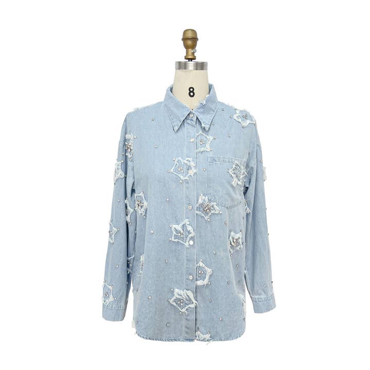 XHHH Inc - Wholesale Shirt - Women's - Rhinestones Denim Shirts