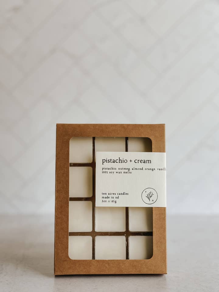 Pistachio + Cream // soy melts for wholesale by Ten Acres Candles