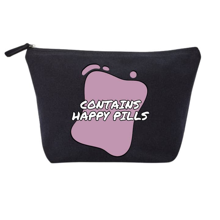 Reyt Designs - Wholesale Pouch – Women’s - Contains Happy Pills – 100% Recycled Cotton Accessory Bag
