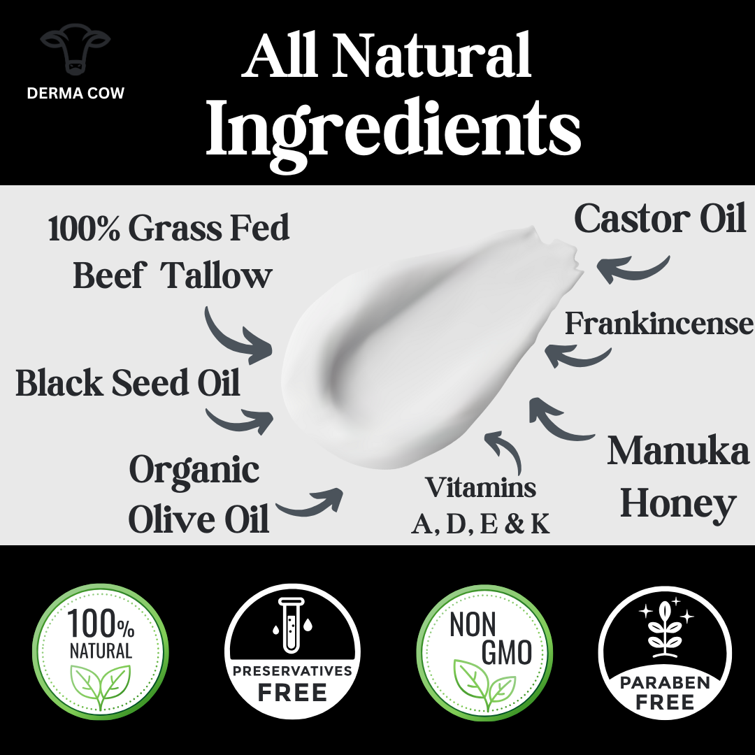 Derma Cow – Hidratante facial por atacado – Creme de Sebo+ Óleo de Semente Preta, Rícino, Incenso, Manuka-56g2