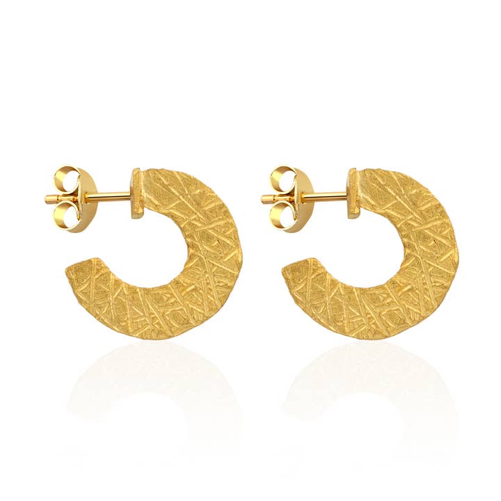 CORE | MINI FLAT TEXTURED HOOPS for wholesale by Chakarr Jewelry